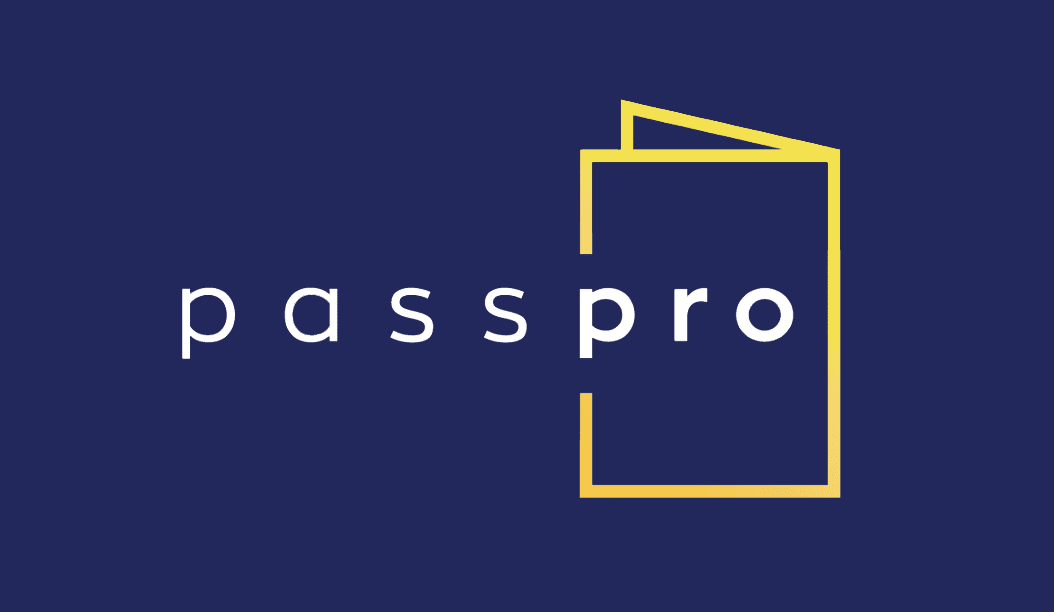 PassPro Logo White yellow and Dark Blue version